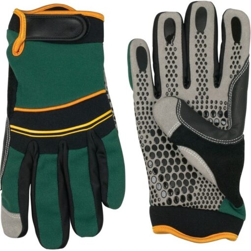 Sythetic Leather Palm Mechanic Glove - Green-2