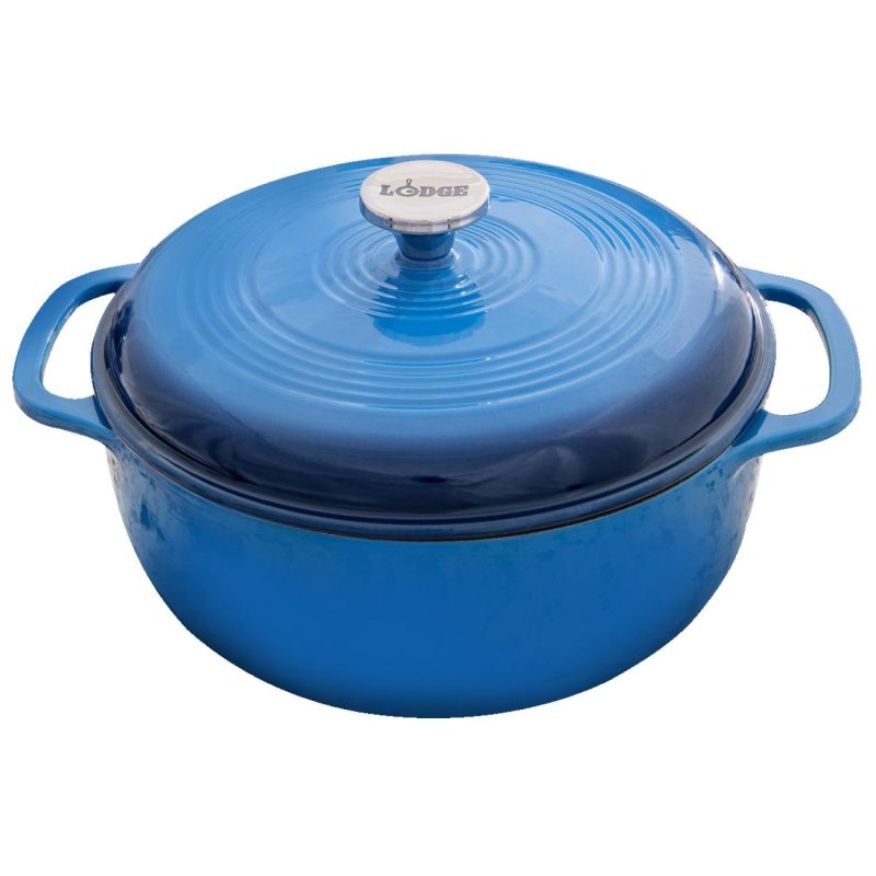 Lodge 6 Qt Blue Enameled Cast Iron Dutch Oven - 1