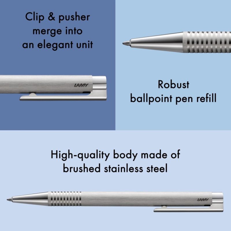 LAMY Logo Brushed Stainless Steel Ballpoint Pen - 7